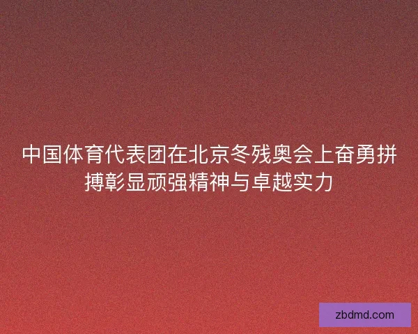 中国体育代表团在北京冬残奥会上奋勇拼搏彰显顽强精神与卓越实力